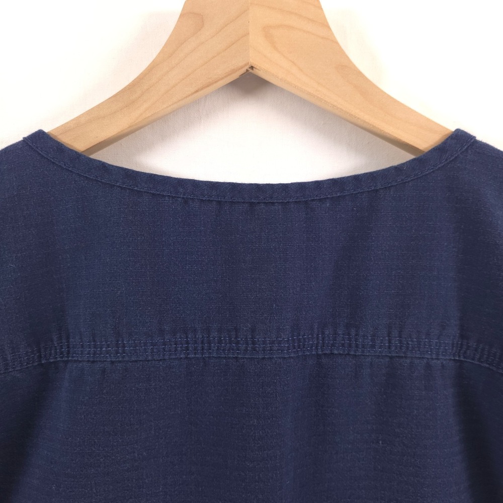 Carhartt Mens Scrub Top‎ Medium Navy Blue Ripstop V-Neck Chest Pocket - Picture 5 of 12